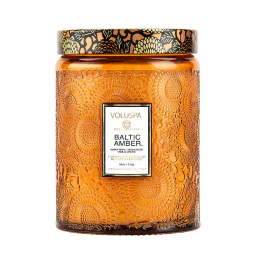32, Voluspa Large Jar Candle In Baltic Amber