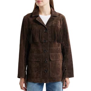 Sam Edelman Fringe Lambskin Suede Jacket