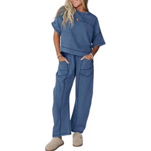 amazon, Fisoew 2 Piece Short Sleeve Lounge Set