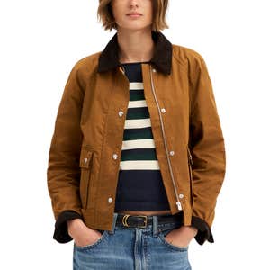 Madewell; a woman wearing Madewell The Billie Short Jacket