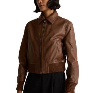Quince 100% Washed Leather Bomber Jacket