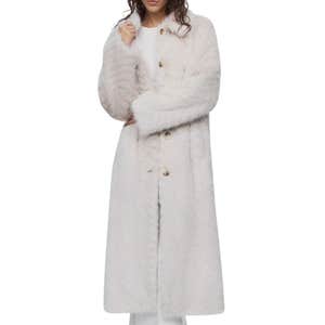 anthropologie, Maeve Faux Fur Channeled Long Coat