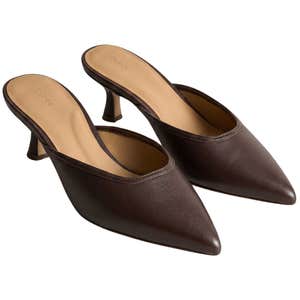 quince, Quince Italian Leather 55mm Kitten Heel Mule