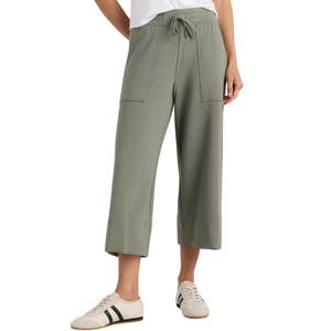 quince, Quince SuperSoft Fleece Cropped Wide Leg Pants
