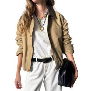 Pilcro Cotton Cropped Utility Jacket in Khaki