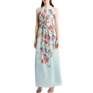 Eliza J Floral Halter Neck Maxi Dress