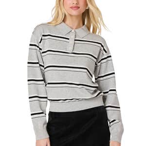 Nordstrom; ASTR the Label Stripe Long Sleeve Cotton Polo