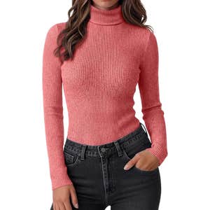 amazon, Ekouaer Women Ribbed Turtleneck Long Sleeve Turtle Neck Tops Thermal Shirts