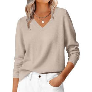 ANRABESS Long Sleeve V Neck Sweater