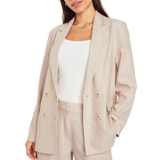 oldnavy, Old Navy Double-Breasted Linen-Blend Blazer