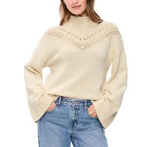 Old Navy; Old Navy Seaside Cotton Mock-Neck Lace Inset Sweater