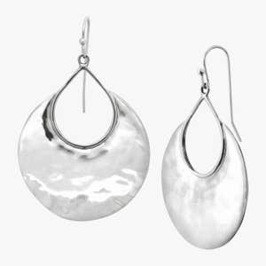 Crescent Drop Earrings, Silver