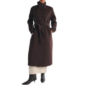 abercrombie & fitch, Abercrombie & Fitch Wool-Blend Funnel Neck Long Coat