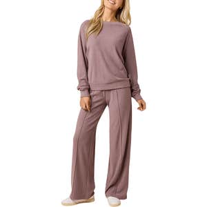 Softies Vintage Velvet Crewneck with Pintuck Pant