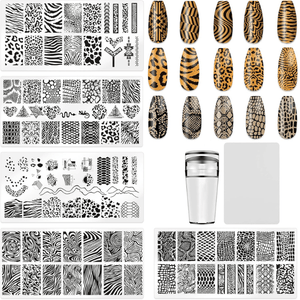 HYWWPFLAY 5Pcs Leopard Print Nail Stamp