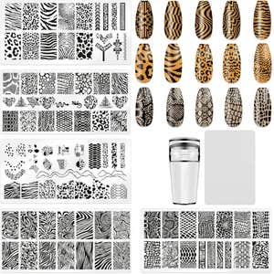 HYWWPFLAY 5Pcs Leopard Print Nail Stamp