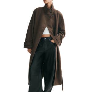 h&m, H&M Tie-Belt Funnel-Collar Coat