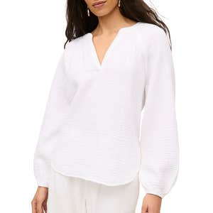 ann taylor, Ann Taylor Cotton Gauze Split Neck Blouse