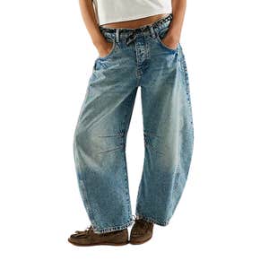 Free People We The Free Good Luck Mid-Rise Barrel Jeans