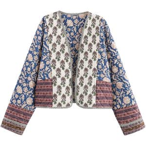 amazon, Flygo Floral Cropped Quilted Lightweight Jacket