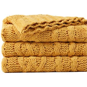 amazon, Battilo Mustard Yellow Throw Blanket