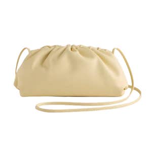 Quince Italian Leather Pouch Crossbody Clutch in Pale Custard Yellow