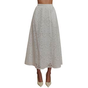 meshki, MESHKI Arla Broderie Midi Skirt