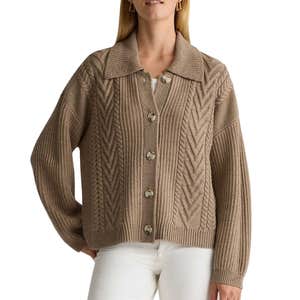 quince, Quince Australian Merino Wool Collared Cable Cardigan