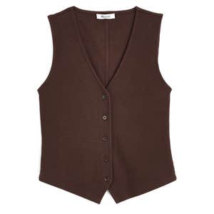 Madewell Rib V-Neck Vest in Dark Brown