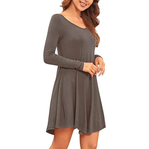 amazon, DEARCASE Long Sleeve Casual Loose T-Shirt Dress