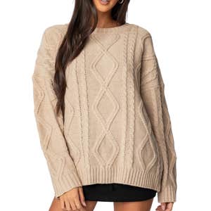 nordstrom, EDIKTED Kennedy Oversize Cable Stitch Sweater Tunic