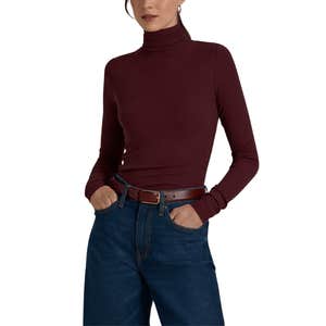 Fitted Long Sleeve Ribbed Turtleneck Tee for Tall Women