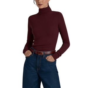 Fitted Long Sleeve Ribbed Turtleneck Tee for Tall Women
