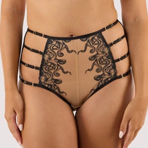 Octopus Black Embroidery High Waist Brief