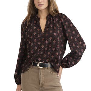 Floral Ruffle Split Neck Top
