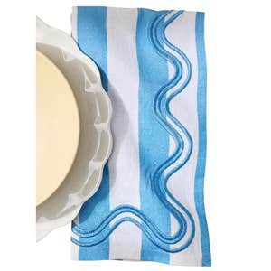 anthropologie, AnthroHome Madeline Striped Embroidered Napkins, Set of 2