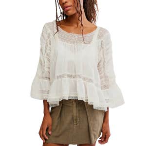 Nordstrom; Free People She's a Romantic Lace Detail Cotton Top