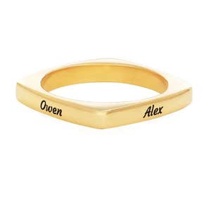 Theo Grace Iris Custom Square Ring in Gold Plating