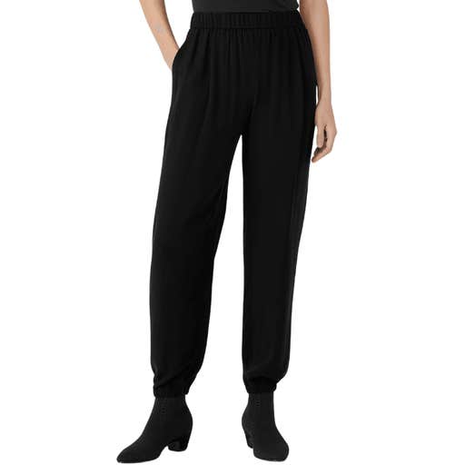 eileen fisher, Eileen Fisher Silk Georgette Crepe Jogger Pant
