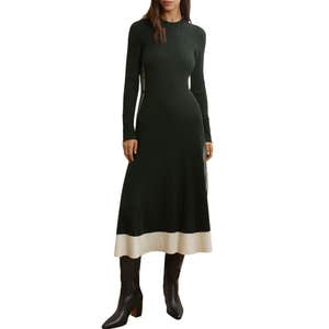 Reiss Aria Long Sleeve Rib Maxi Dress