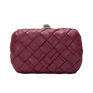 Olga Berg Burgundy Haven Woven Clutch