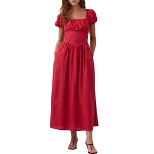 gap, Gap Linen-Blend Drop-Waist Maxi Dress