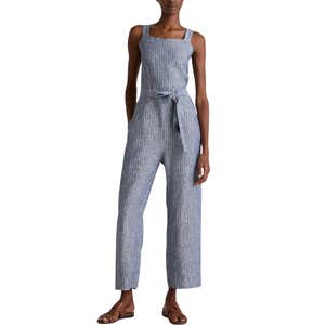 Quince 100% European Linen Square Neck Jumpsuit