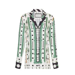 FALGUNI SHANE PEACOCK Macha Palm Silk Twill Button Down Shirt