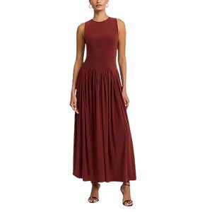 Jersey Crew Neck Sleeveless Drop Waist Maxi Dress