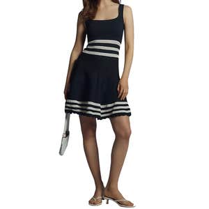 Maeve Sleeveless Square-Neck A-Line Sweater Dress in Black