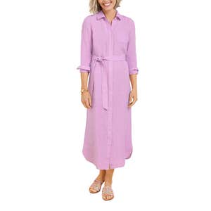 Talbots Cross Dyed Linen Shirtdress - Lavender