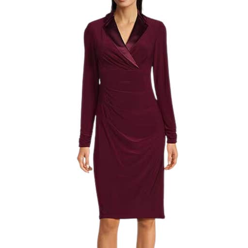 dillards, Adrianna Papell Long Sleeve Satin Tuxedo Dress