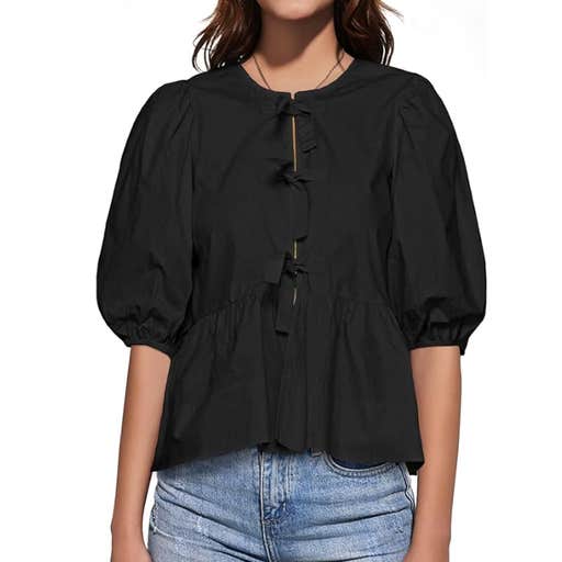 amazon, Tankaneo Tie Front Peplum Blouse