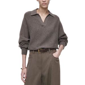 COS Batwing-Sleeve Wool Polo Sweater